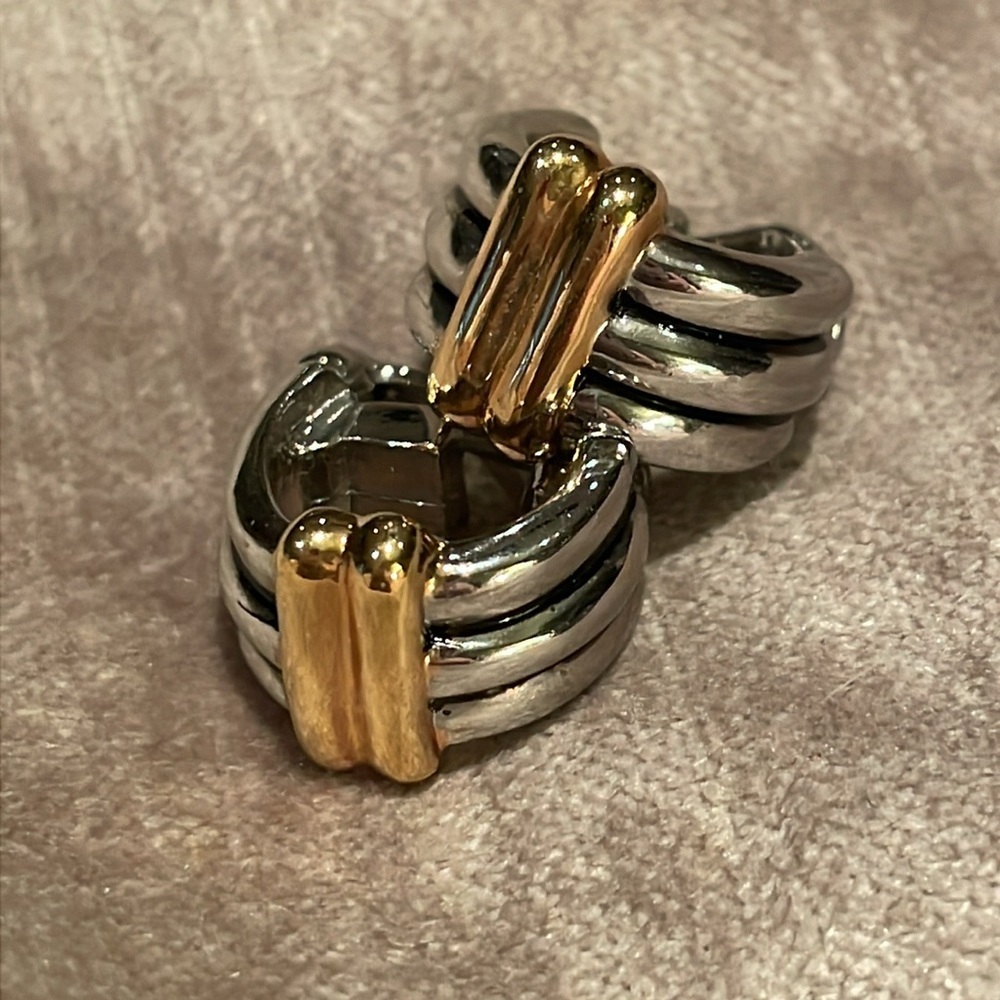 Vintage Premier Designs Silver & Gold Pierced or Clip On Earrings